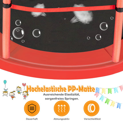 Kids Trampoline with Safety Net, 165cm, 135kg Capacity, Red