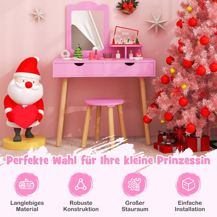 Kids Vanity & Desk Set with Removable Mirror, Pink