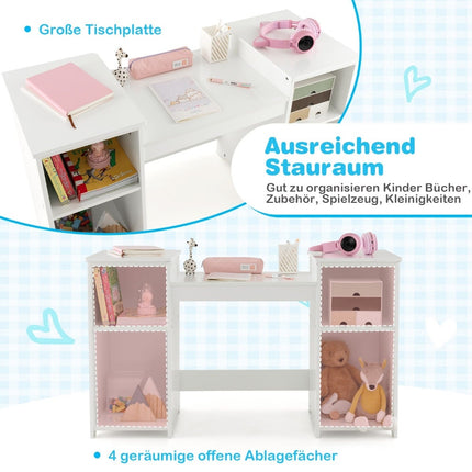 Kids Vanity & Desk Set with Tri-Fold Mirror, White