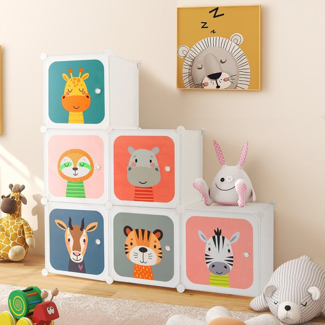 Kids Wardrobe with 8 Cubes & Hanging Space, Easy Assembly