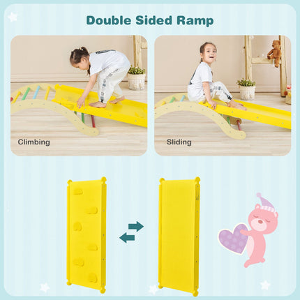 Kids Wooden 3-in-1 Climber Set, Arch Triangle Ramp Mat