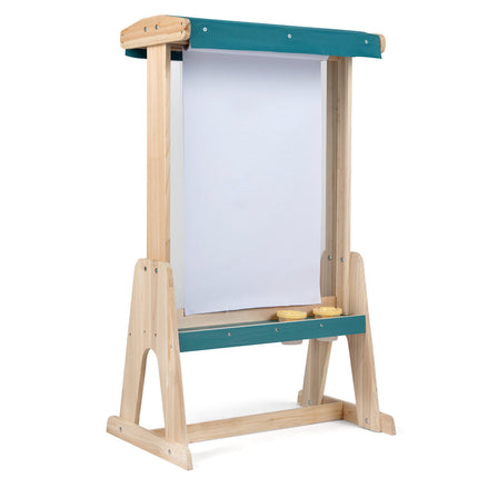 Kids Wooden Art Easel with Paper Roll and Paint Cups