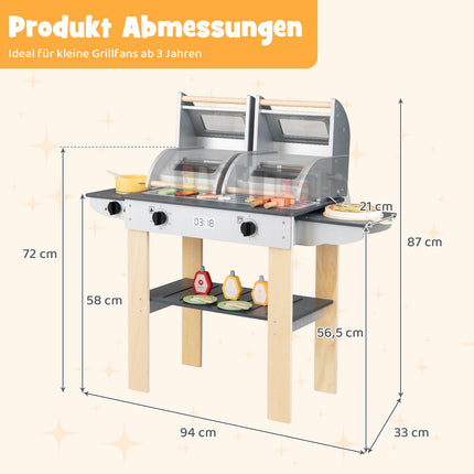 Kids Wooden BBQ Grill Set with Accessories, Ages 3+
