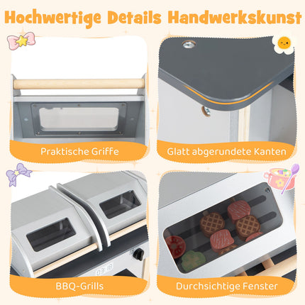 Kids Wooden BBQ Grill Set with Accessories, Ages 3+
