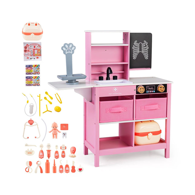 Kids' Wooden Doctor Playset with Chalkboard & Sink