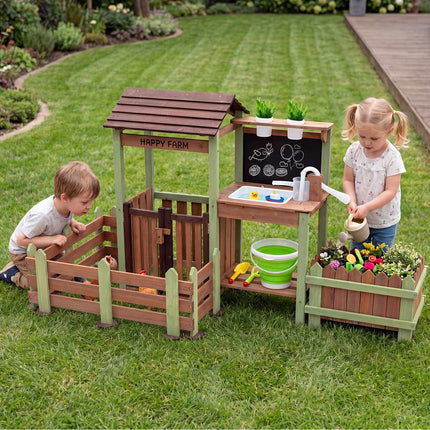 Kids Wooden Mud Farm Playset with Planter Box & Faucet