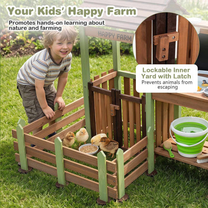 Kids Wooden Mud Farm Playset with Planter Box & Faucet