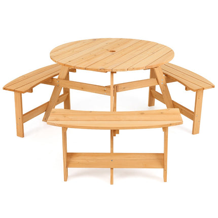 Kids Wooden Picnic Table and Bench Set, Umbrella Hole