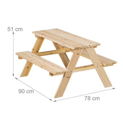 Kids Wooden Picnic Table with Benches, Outdoor Furniture