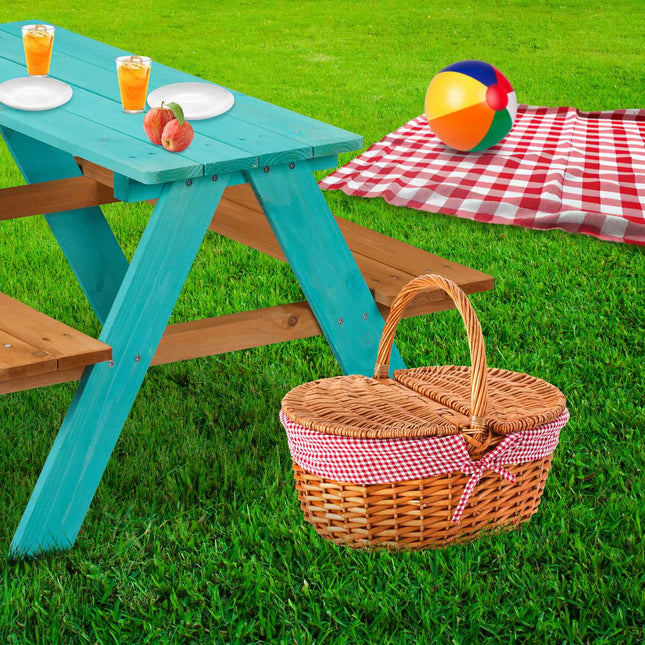 Kids Wooden Picnic Table with Benches, Pine Wood