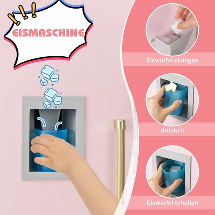Kids' Wooden Play Kitchen with Ice Maker & Chalkboard