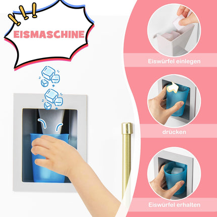 Kids Wooden Play Kitchen with Ice Maker and Chalkboard
