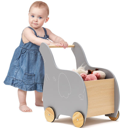 Kids Wooden Shopping Cart, Rubber Wheels, Age 3+