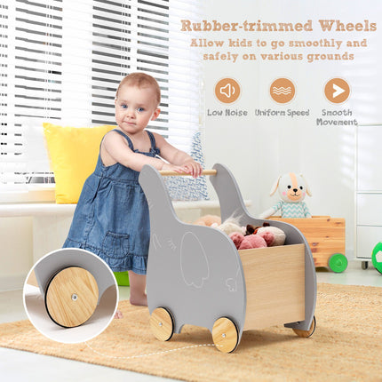 Kids Wooden Shopping Cart, Rubber Wheels, Age 3+