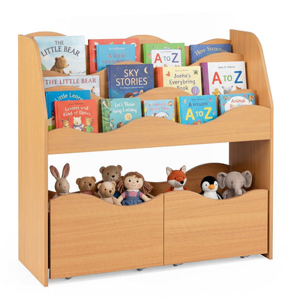 Kids Wooden Storage Organizer with Rolling Drawers