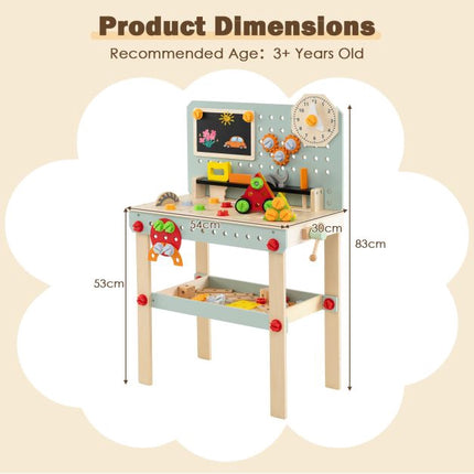 Kids Wooden Tool Workbench With Tool Set And Storage