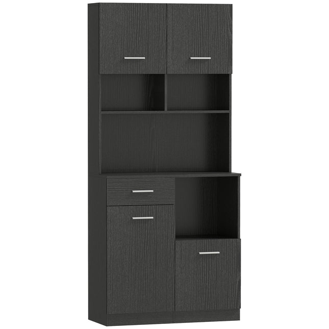 Kitchen Buffet Cabinet, Soft-Close Doors, 80x35x180 cm, Black