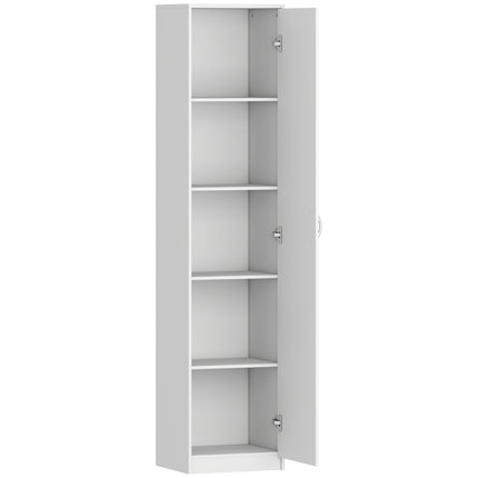Kitchen Cabinet, 5-Tier Adjustable Shelves, White Wood