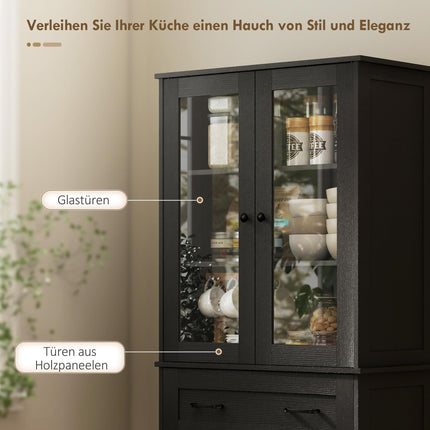 Kitchen Cabinet, Black Acrylic Front, 76 x 40 x 182.5 cm