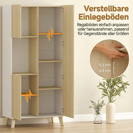Kitchen Cabinet with Adjustable Shelves, 170 cm, Natural Wood