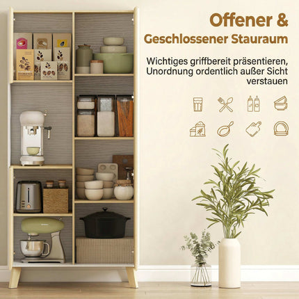 Kitchen Cabinet with Adjustable Shelves, 170 cm, Natural Wood