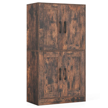 Kitchen Cabinet with Adjustable Shelves, 4 Doors, Brown