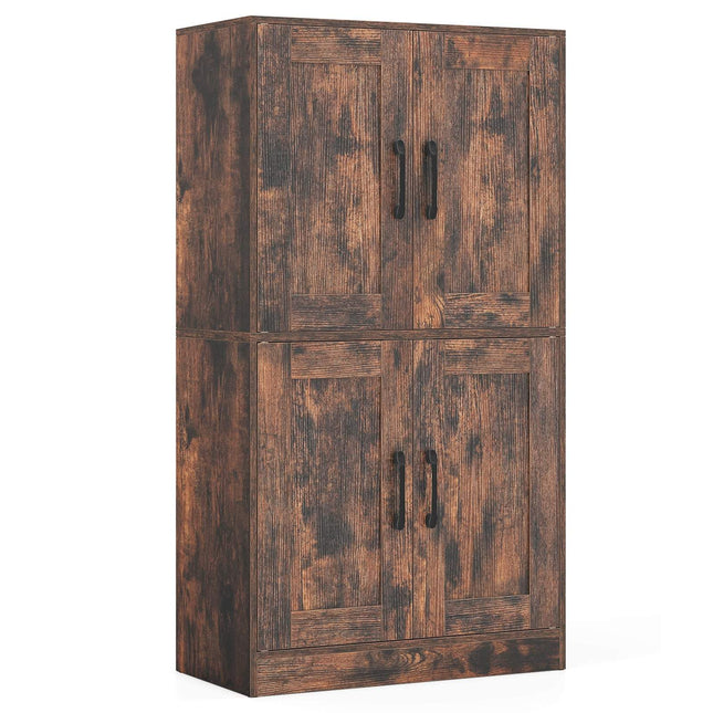 Kitchen Cabinet with Adjustable Shelves, 4 Doors, Brown