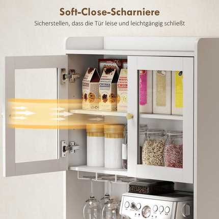 Kitchen Cabinet with Countertop, Wine Glass Holder, 170 cm, MDF, White
