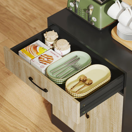 Kitchen Cabinet with Workspace, Cable Hole, Drawer, 3 Shelves