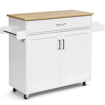 Kitchen Cart with Adjustable Shelf and Locking Wheels