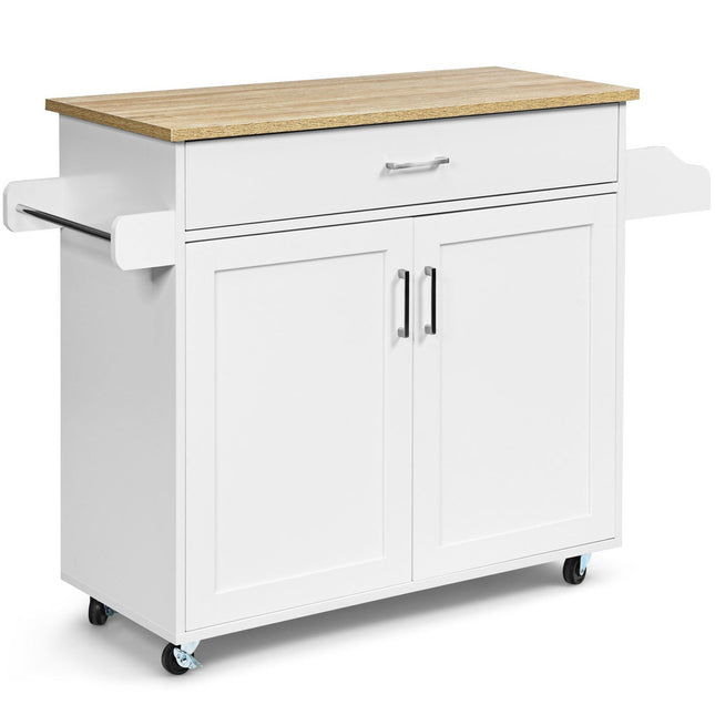 Kitchen Cart with Adjustable Shelf and Locking Wheels