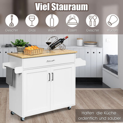 Kitchen Cart with Adjustable Shelf and Locking Wheels