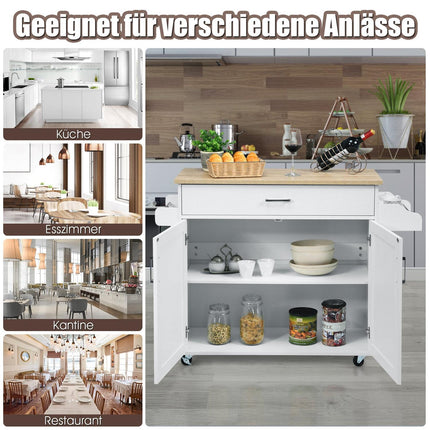 Kitchen Cart with Adjustable Shelf and Locking Wheels