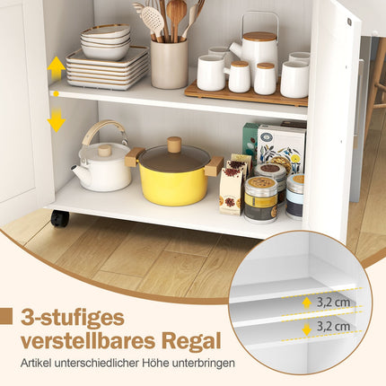 Kitchen Cart with Drawer & Adjustable Shelf – Natural/White