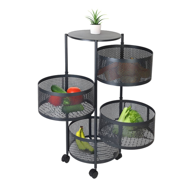 Kitchen Cart with Swivel Shelves – Metal, Rolling, Storage