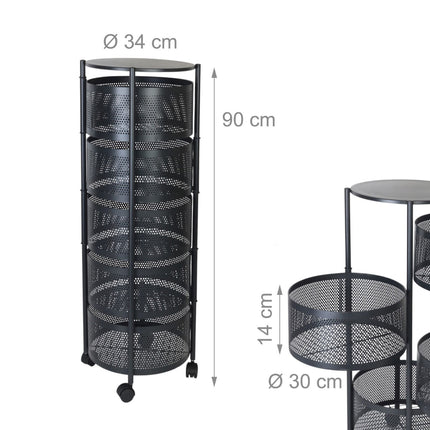Kitchen Cart with Swivel Shelves – Metal, Rolling, Storage