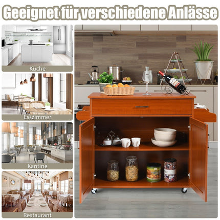 Kitchen Cart with Towel Rack and Spice Shelf, 116x40x85 cm