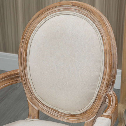 Cream upholstered dining chair, wooden legs, 150 kg capacity