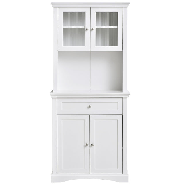 Glass door cabinet, adjustable shelves, white 79x40x180CM
