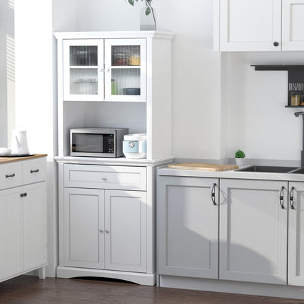 Glass door cabinet, adjustable shelves, white 79x40x180CM