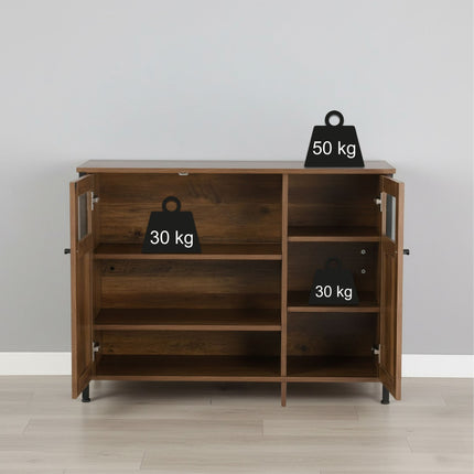 Kitchen Cupboard with Adjustable Shelves and Glass Doors