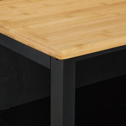 Kitchen Island Cart with Bamboo Top and Wine Rack