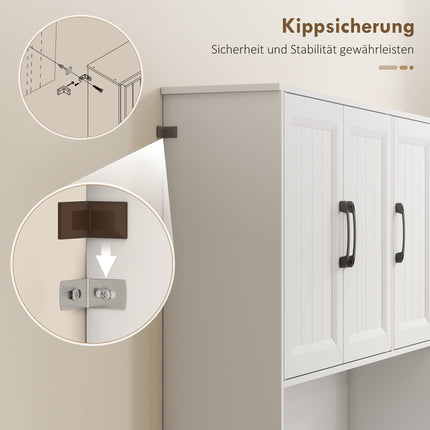Kitchen Pantry Cabinet, 180.5 cm, Adjustable Shelves, MDF, White