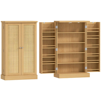 Kitchen Pantry Cabinet, Rattan, 104 cm, 12 Spice Racks