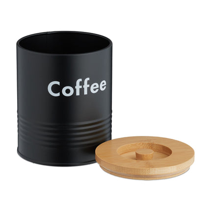 Kitchen Storage Canister Set – Metal, Bamboo Lids, 3-Piece