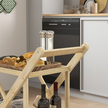 Bamboo kitchen trolley with wine rack and worktop