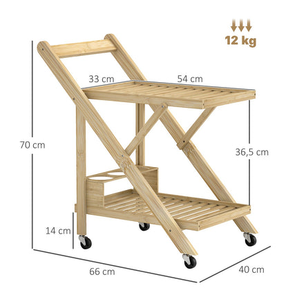 Bamboo kitchen trolley with wine rack and worktop