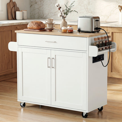 Kitchen Trolley with Drawer, Spice Rack, Towel Holder