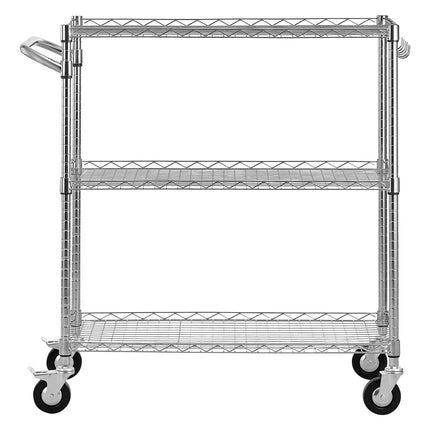 Kitchen Utility Cart, 3-Tier Rolling Wire Rack, 89x45x104 cm