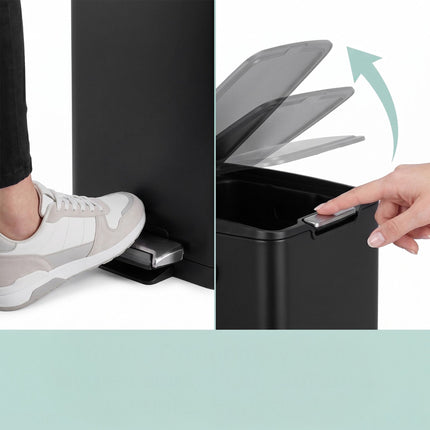 Kitchen Waste Bin, 3-Compartment Steel, Soft-Close